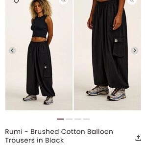 Umi Brushed Cotton Balloon Trousers in Black